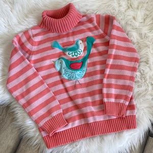 Gymboree Girls Peach Striped Sweater Medium Birds